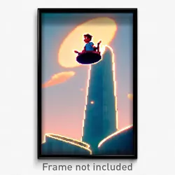 Pixel Art Poster - Imaginary Landing (8 Bit Psychedelic Trippy Video Game Print)