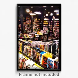 Pixel Art Poster - Long Comic Book Store (8 Bit Psychedelic Video Game Print)