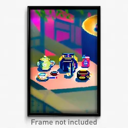 Pixel Art Poster - Extra Small Tea (8 Bit Psychedelic Trippy Video Game Print)