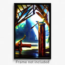 Pixel Art Poster - Wooden Pike (8 Bit Psychedelic Trippy Weird Video Game Print)