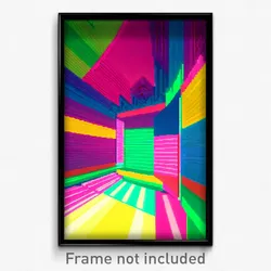 Pixel Art Poster - Multicolored Ballroom (8 Bit Psychedelic Video Game Print)