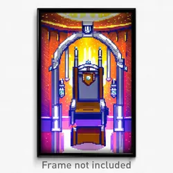 Pixel Art Poster - Tan Throne Room (8 Bit Psychedelic Trippy Video Game Print)