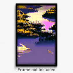 Pixel Art Poster - Mellow Wetland (8 Bit Psychedelic Trippy Video Game Print)