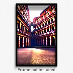 Pixel Art Poster - Virtual Colosseum (8 Bit Psychedelic Trippy Video Game Print)