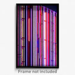Pixel Art Poster - Digital Wire Frame Colonnade (8 Bit Video Game Print)