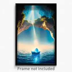 Pixel Art Poster - Sky Blue Grotto (8 Bit Psychedelic Trippy Video Game Print)