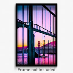 Pixel Art Poster - Steel San Francisco (8 Bit Psychedelic Video Game Print)