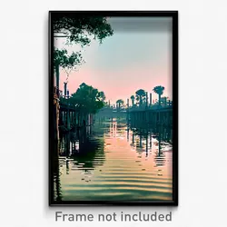Pixel Art Poster - Conventional Bayou (8 Bit Psychedelic Video Game Print)