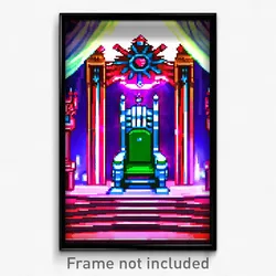 Pixel Art Poster - Majestic Throne Room (8 Bit Psychedelic Video Game Print)