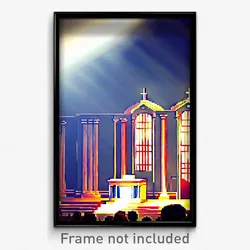 Pixel Art Poster - Humble Tabernacle (8 Bit Psychedelic Trippy Video Game Print)