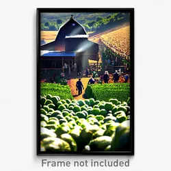 Pixel Art Poster - Crowded Farm (8 Bit Psychedelic Trippy Video Game Print)