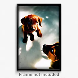 Pixel Art Poster - Familiar Puppy (8 Bit Psychedelic Trippy Video Game Print)