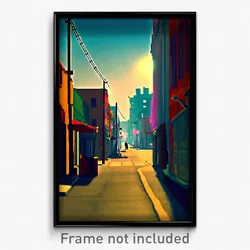 Pixel Art Poster - Basic Street (8 Bit Psychedelic Trippy Video Game Print)