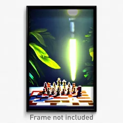 Pixel Art Poster - Leafy Chess (8 Bit Psychedelic Trippy Weird Video Game Print)