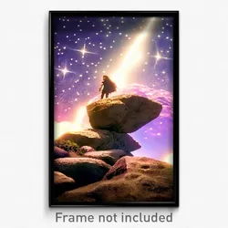 Pixel Art Poster - Starry Rock (8 Bit Psychedelic Trippy Weird Video Game Print)
