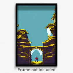 Pixel Art Poster - Droopy Stronghold (8 Bit Psychedelic Trippy Video Game Print)