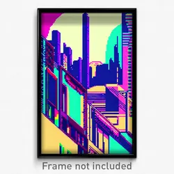 Pixel Art Poster - Glitch Art Mexican City (8 Bit Psychedelic Video Game Print)