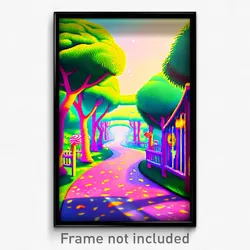 Pixel Art Poster - Whimsical Lane (8 Bit Psychedelic Trippy Video Game Print)