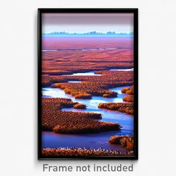 Pixel Art Poster - Frozen Flood Plain (8 Bit Psychedelic Video Game Print)
