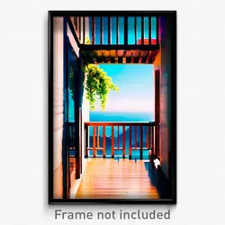 Pixel Art Poster - Heavenly Balcony (8 Bit Psychedelic Trippy Video Game Print)