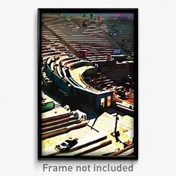 Pixel Art Poster - Cluttered Amphitheatre (8 Bit Psychedelic Video Game Print)