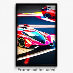 Pixel Art Poster - Stylish Racecar (8 Bit Psychedelic Trippy Video Game Print)