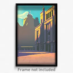 Pixel Art Poster - Calm Citadel (8 Bit Psychedelic Trippy Video Game Print)