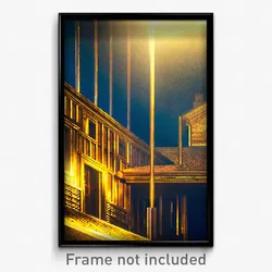 Pixel Art Poster - Golden Parsonage (8 Bit Psychedelic Trippy Video Game Print)