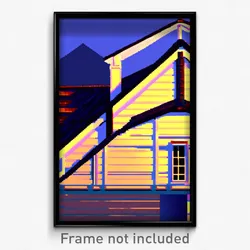 Pixel Art Poster - Familiar Roof (8 Bit Psychedelic Trippy Video Game Print)