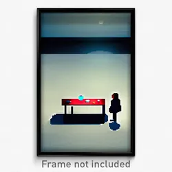 Pixel Art Poster - Strange Table (8 Bit Psychedelic Trippy Video Game Print)