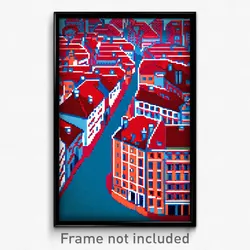 Pixel Art Poster - Red French City (8 Bit Psychedelic Trippy Video Game Print)