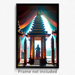 Pixel Art Poster - Pristine Temple (8 Bit Psychedelic Trippy Video Game Print)
