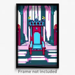 Pixel Art Poster - Wiggly Throne Room (8 Bit Psychedelic Video Game Print)