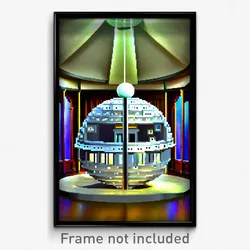 Pixel Art Poster - Spherical Counting House (8 Bit Psychedelic Video Game Print)
