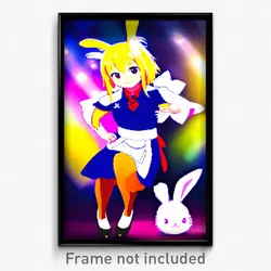 Pixel Art Poster - Anime Like Rabbit (8 Bit Psychedelic Trippy Video Game Print)