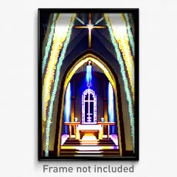 Pixel Art Poster - Sparkling Chapel (8 Bit Psychedelic Trippy Video Game Print)