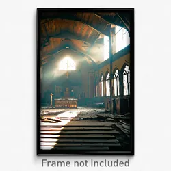 Pixel Art Poster - Abandoned Church (8 Bit Psychedelic Trippy Video Game Print)