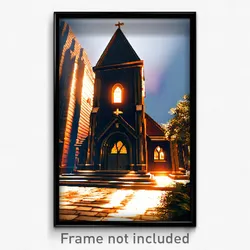 Pixel Art Poster - Bronze Church (8 Bit Psychedelic Trippy Video Game Print)