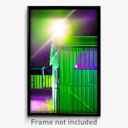 Pixel Art Poster - Green Outbuilding (8 Bit Psychedelic Trippy Video Game Print)