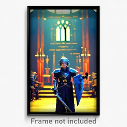 Pixel Art Poster - Puzzling Armoury (8 Bit Psychedelic Trippy Video Game Print)