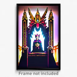 Pixel Art Poster - Treasured Throne (8 Bit Psychedelic Trippy Video Game Print)