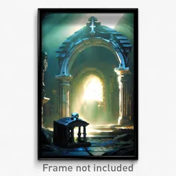 Pixel Art Poster - Mysterious Crypt (8 Bit Psychedelic Trippy Video Game Print)