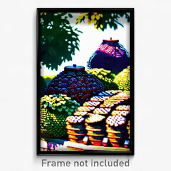 Pixel Art Poster - Realistic Apiary (8 Bit Psychedelic Trippy Video Game Print)