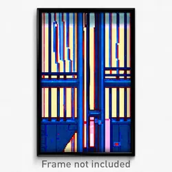 Pixel Art Poster - Blue Stockade (8 Bit Psychedelic Trippy Video Game Print)