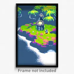 Pixel Art Poster - Warlike Isle (8 Bit Psychedelic Trippy Video Game Print)