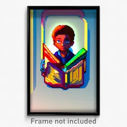 Pixel Art Poster - Animated Book (8 Bit Psychedelic Trippy Video Game Print)