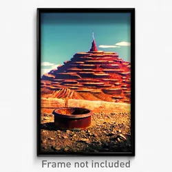 Pixel Art Poster - Rusty Butte (8 Bit Psychedelic Trippy Weird Video Game Print)