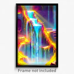 Pixel Art Poster - Elaborate Cascade (8 Bit Psychedelic Trippy Video Game Print)