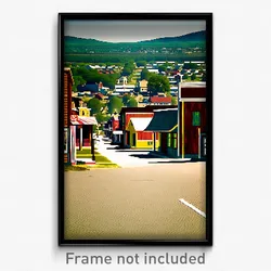Pixel Art Poster - Rundown American Town (8 Bit Psychedelic Video Game Print)