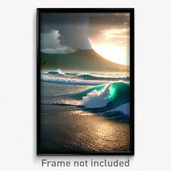Pixel Art Poster - Large Tsunami (8 Bit Psychedelic Trippy Video Game Print)